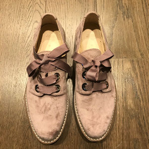 Zara Lavendar Velvet Platform -- Size 40